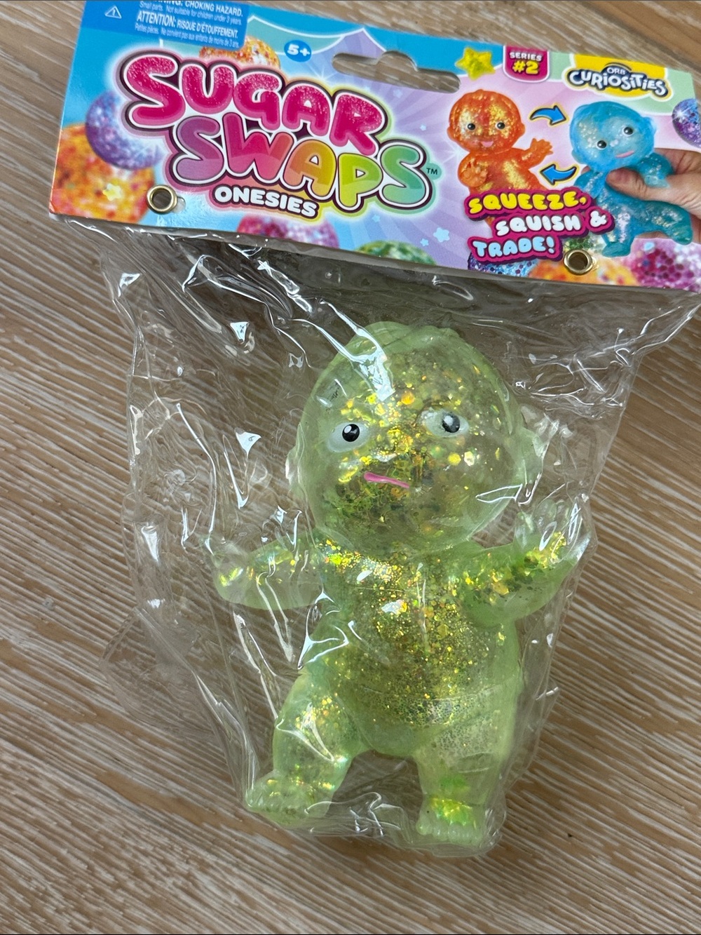 Viral Sugar Swap Baby Onesies Green Glitter Squeeze Toy NWT